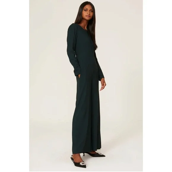 Adam‎ Lippes Green Jumpsuit Long Sleeve Wide Leg Crepe Career Casual Sz 6 - Picture 2 of 16